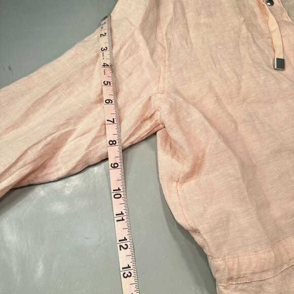 Rachel Roy Linen Hooded Snap Jacket Women Cinch Waist Lightweight Long Sleeve - Picture 11 of 15